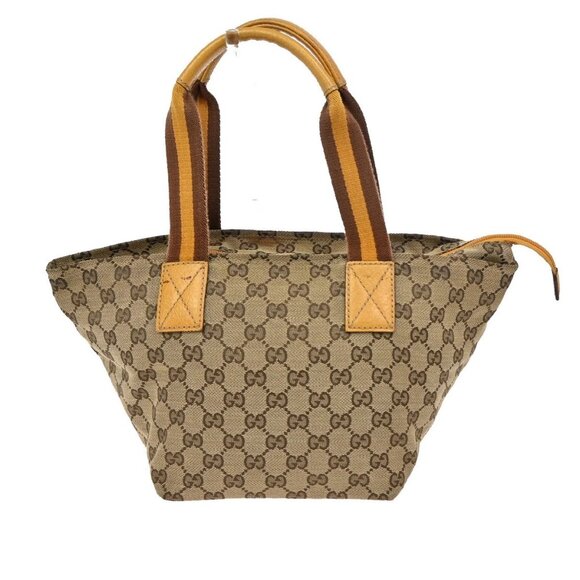 GUCCI Logo Sherry GG Pattern Hand Bag Canvas Leather Brown Italy 31FC137 - Picture 3 of 16